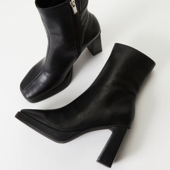 JUSTFAB BOOTIE FAUX LEATHER 3.5" BLOCK HEEL INNER ZIP 8.25"SHAFT TRUE TO SIZE - Picture 7 of 8